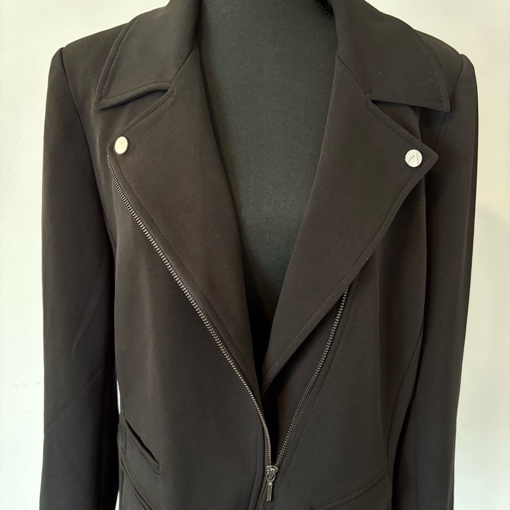 WHBM Black Assymetrical Zipper Blazer Jacket - Office Siren - Picture 9 of 17